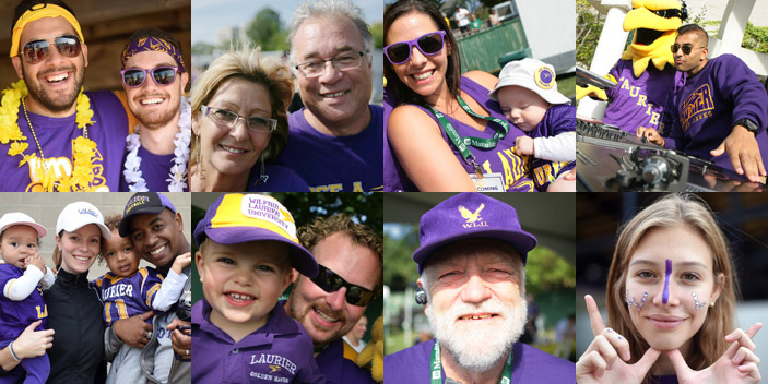 Collage of laurier alumni at events in laurier colours
